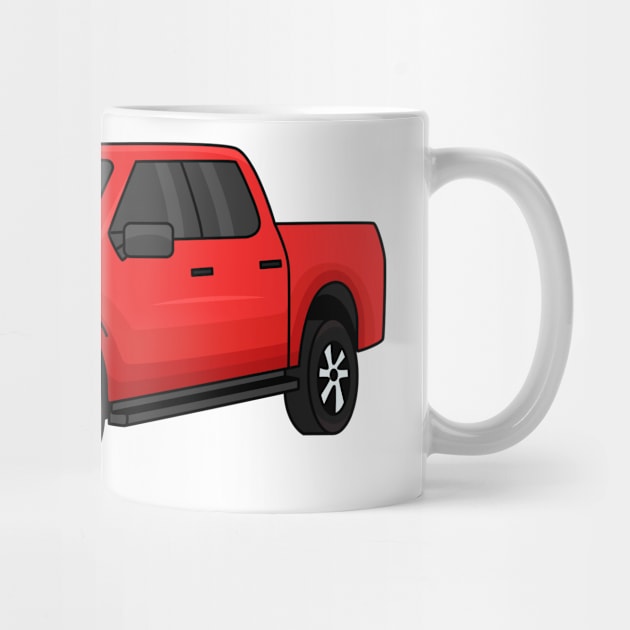 Cute red pickup truck cartoon illustration by Cartoons of fun